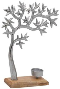Κηροπήγιο Tree 934-123-006 23x8x31cm Nickel-Natural Ξύλο,Αλουμίνιο