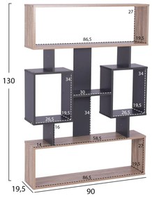 ΒΙΒΛΙΟΘΗΚΗ CHANDLER  90X19.5X130  ΓΚΡΙ