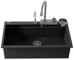 Sanitec Ultra Granite 850 Quartz Multi Ένθετος Γρανιτένιος Νεροχύτης 79Χ50cm Grafite (Inox accessories)