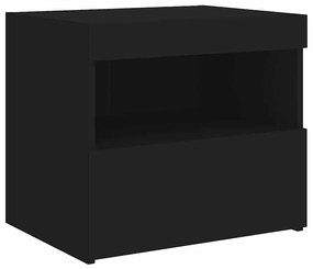 vidaXL Κομοδίνο με Φώτα LED Μαύρο 50 x 40 x 45 εκ.