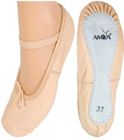Amila Παπούτσια Μπαλέτου Δερμάτινα Μπεζ, Νο30 (48275)