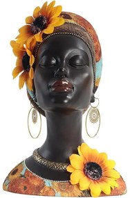 Διακοσμητικό African Lady με ηλιοτρόπια, Υ23,5x16,5x20εκ.  τμχ.