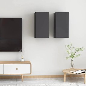 vidaXL Έπιπλα Τηλεόρασης 2 τεμ. Γκρι 30,5 x 30 x 60 εκ. Επεξ. Ξύλο