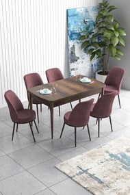 Extendable Dining Table &amp; Chairs Set (7 Pieces) Han - Baroque, Dusty Rose Baroque
Dusty Rose