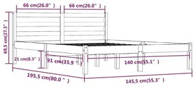 Πλαίσιο Κρεβατιού 140 x 190 εκ. από Μασίφ Ξύλο Πεύκου - Καφέ