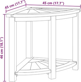 vidaXL Τραπέζι Πλευρικής Μπανιέρας Φυσικό 45 x 45 x 46 εκ.