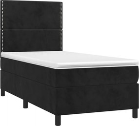 vidaXL Κρεβάτι Boxspring με Στρώμα Μαύρο 90x190 εκ. Βελούδινο