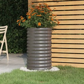 vidaXL Ζαρντινιέρα Γκρι 40x40x68 εκ. Γαλβανισμένος χάλυβας