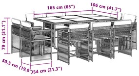vidaXL Σετ Τραπεζαρίας Κήπου 11 τεμ. Μπεζ Συνθετικό Ρατάν με Μαξιλάρια