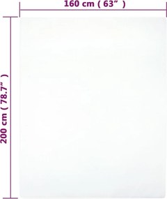 vidaXL Σεντόνι με Λάστιχο Λευκό 160x200 εκ. Βαμβακερό Ζέρσεϊ