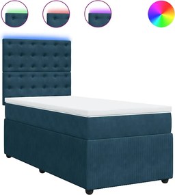 vidaXL Κρεβάτι Boxspring με Στρώμα Μπλε 80 x 200 εκ. Βελούδινο