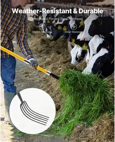 VEVOR 5 Tines Garden Fork Fiberglass Handle 57 in Spading Pitchfork Heavy Duty