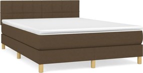 vidaXL Κρεβάτι Boxspring με Στρώμα Σκούρο Καφέ 140x200 εκ Υφασμάτινο