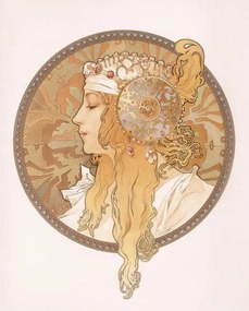 Mucha, Alphonse Marie - Εκτύπωση έργου τέχνης Byzantine head of a blond maiden, (30 x 40 cm)