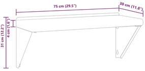 ΡΑΦΙ ΤΟΙΧΟΥ ΑΣΗΜΙ 75X30X31 ΕΚ. ΑΝΟΞΕΙΔΩΤΟ ΑΤΣΑΛΙ 30275