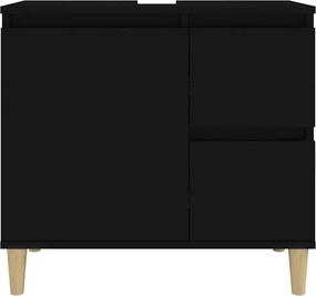 vidaXL Ντουλάπι Μπάνιου Μαύρο 65x33x60 εκ. Επεξεργασμένο Ξύλο