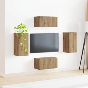 vidaXL Σετ επίπλου τηλεόρασης 4 pcs Artisan Oak Επεξεργασμένο ξύλο