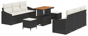 vidaXL Σετ Καναπέ Κήπου με μαξιλάρι 9 pcs Μαύρο Πολυ ράταν