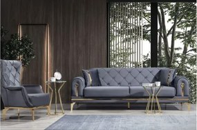 Stewehome Καναπές σετ 3+3+1 Mars με πολυθρόνα κρεμ /ανθρακί 220x90x80 cm