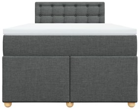 Κρεβάτι Boxspring με Στρώμα Σκούρο Γκρι 120x190 εκ Υφασμάτινο - Γκρι