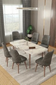 Stewehome Σετ Τραπεζαρίας 6 Ατόμων Επεκτεινόμενο γκρι 80x130x78 cm