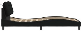 vidaXL Πλαίσιο Κρεβατιού με Κεφαλάρι Μαύρο 90x190 εκ Υφασμάτινο