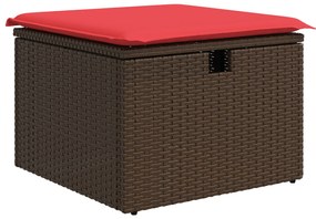 vidaXL Σκαμπό Κήπου με Μαξιλάρι Καφέ 55x55x37 εκ. Πολυρότζα