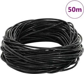 vidaXL Δερμάτινο σχοινί 1 Μαύρο Ø2 χιλ. x 50 μ. Δέρμα