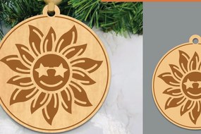 Σετ των 2 Intra απο ξύλο plywood 3mm-4mm πάχος – Στολίδι με ηλίανθου 3 Δίασταση 20x20 cm INTRAFABR-106401999