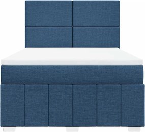 vidaXL Κρεβάτι Boxspring με Στρώμα Μπλε 140x190 εκ. Υφασμάτινο