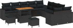 vidaXL Σετ Καναπέ Κήπου 13 pcs Μαύρο συνθετικό ρατάν