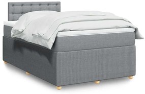 vidaXL Κρεβάτι Boxspring με Στρώμα Ανοιχτό Γκρι 120x200 εκ. Υφασμάτινο
