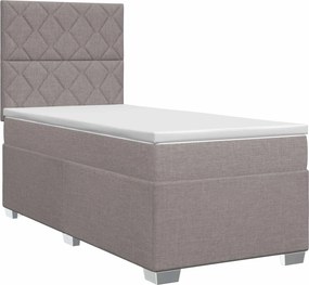 vidaXL Κρεβάτι box spring με στρώμα Taupe 90 x 200 cm Ύφασμα