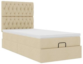 vidaXL Οθωμανικό κρεβάτι με στρώμα Cream 90x190cm ύφασμα