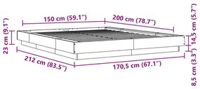 Πλαίσιο Κρεβατιού Καφέ Δρυς 150x200 εκ. Επεξεργασμένο Ξύλο - Καφέ