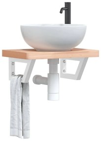 Ράφι Νιπτήρα Τοίχου από Ατσάλι / Μασίφ Ξύλο Οξιάς