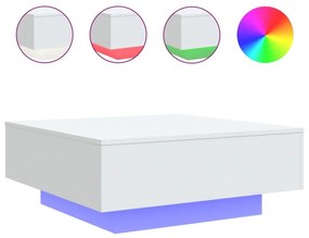 Τραπεζάκι Σαλονιού με Φώτα LED Λευκό 80 x 80 x 31 εκ. - Λευκό