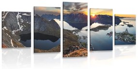 Εικόνα 5 τμημάτων μαγευτικό πανόραμα βουνού με ηλιοβασίλεμα - 100x50