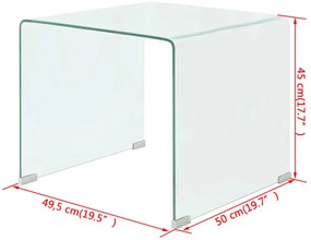 vidaXL Τραπεζάκι Σαλονιού Διάφανο 49,5 x 50 x 45 εκ. από Ψημένο Γυαλί