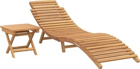 vidaXL Ξαπλώστρα 2 pcs Καφέ Στερεό Ξύλο Τίκ