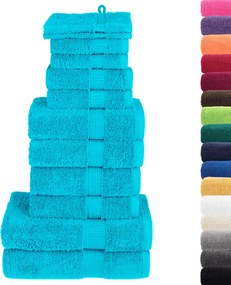 vidaXL Πετσέτες Premium Σετ 12 Τεμ. SOLUND Τιρκουάζ 600 γρ/μ²