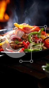Intra Συλλεκτικό Ξύλινο Παζλ Plywood  4mm - Ψητά Fajita στη σχάρα με πιπεριές Σε Ξύλινο Κουτί - Διαστάσεις: 10x10 cm – 25 κομμάτια