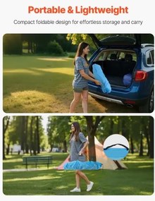 VEVOR Folding Portable Camping Table Oxford Outdoor SquareTable 4 Cup Holders