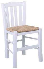 CASA Καρέκλα Οξιά Βαφή Εμποτισμού Λάκα Άσπρο, Κάθισμα Ψάθα -  42x45x88cm