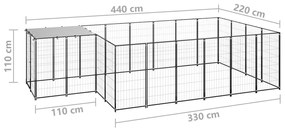 vidaXL Σπιτάκι Σκύλου Μαύρο 8,47 m² Ατσάλινο