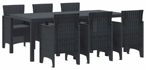 vidaXL Σέτ φαγητού για κήπο 7 pcs Ανθρακί Rattan Polt