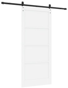 vidaXL Συρόμενη Πόρτα με Σετ Εξαρτημάτων Λευκή 93x211 cm Συμπαγές Ξύλο Πεύκο