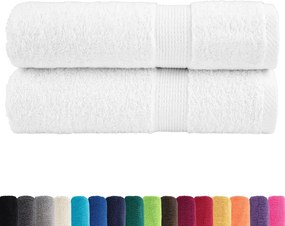 vidaXL Πετσέτες Μπάνιου Premium SOLUND 2 τεμ. Λευκό 100x150 εκ. 600 γρ./μ²