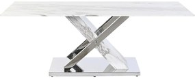 Τραπεζάκι Καφέ DKD Home Decor Λευκό Ασημί Κρυστάλλινο Χάλυβας 120 x 60 x 42 cm