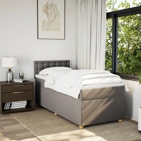 Κρεβάτι Boxspring με Στρώμα Taupe 100 x 200 εκ. Υφασμάτινο - Μπεζ-Γκρι